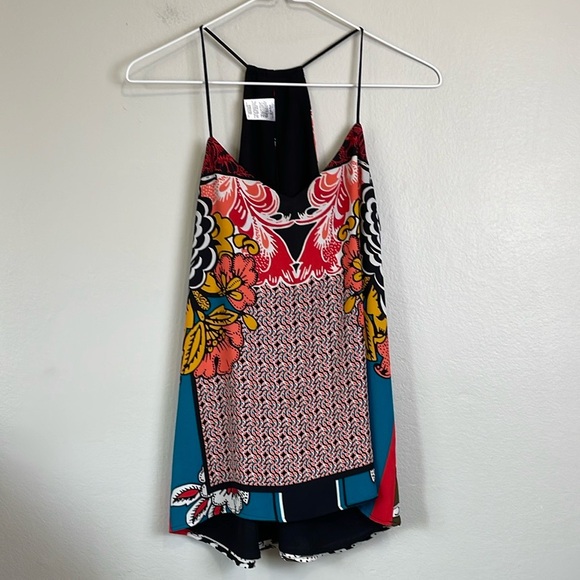Express Barcelona Cami Racerback Top SizeS Colorful Flower Print Spaghetti Strap - Picture 2 of 15
